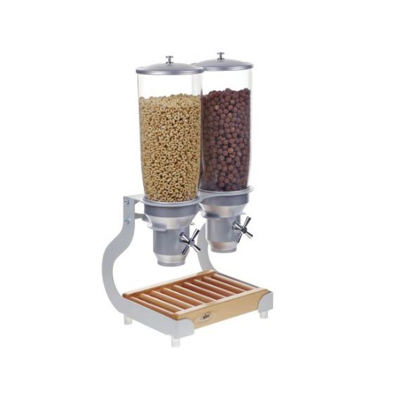 2 CONTAINER CEREAL DISPENSER WITH METAL AND WOODBASE - CEREAL DISPENSERS Kenya