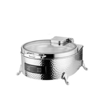 ELECTRIC CHAFING DISH HAMMERED STAINLESS STEEL FINISH 6 LITRES ROUND - CHAFING DISHES Kenya