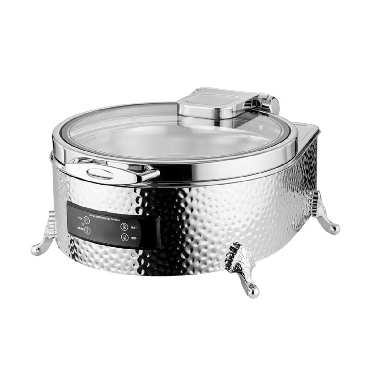 ELECTRIC CHAFING DISH HAMMERED STAINLESS STEEL FINISH 6 LITRES ROUND - CHAFING DISHES Kenya